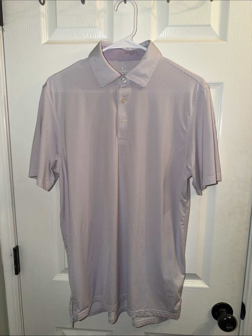 Southern Tide brrr Striped Light Purple Polo - Size Medium